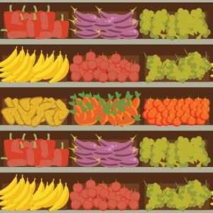 在超市,選擇大的有機(jī)產(chǎn)品的銷售在食品商店內(nèi)部,商店矢量圖照片